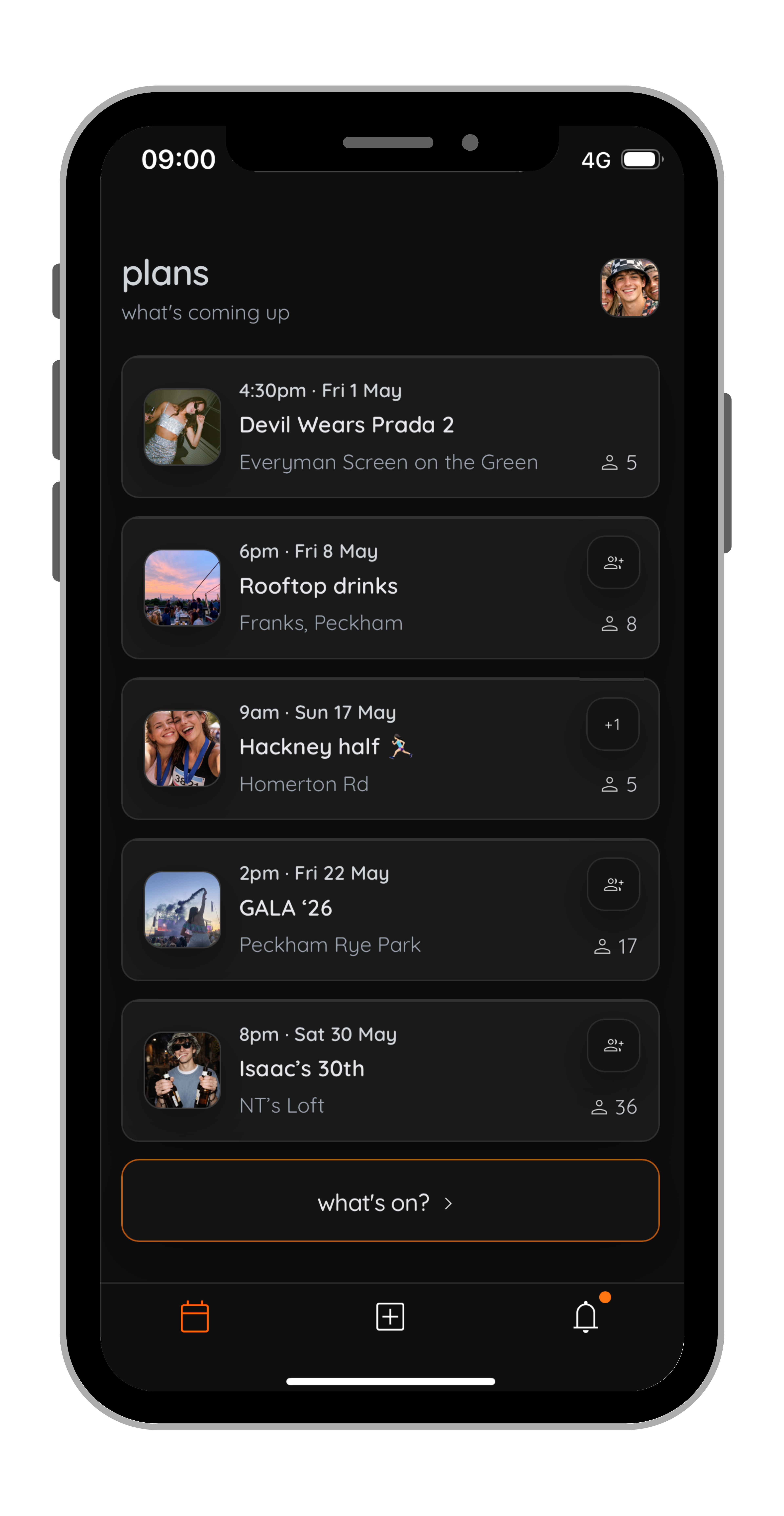 Loopt app showing plans with friends